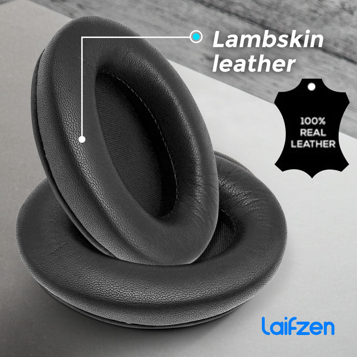 Laifzen Lambskin XM4 earpads packaging highlights easy replacement and tool included.