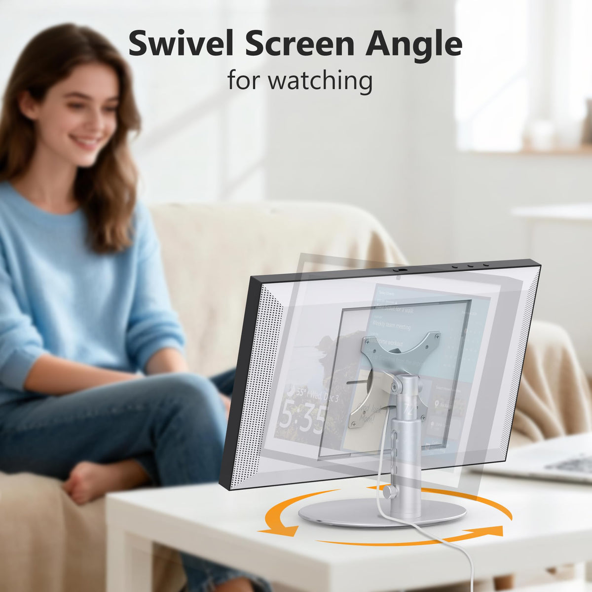 Laivli close-up of rotating base demonstrating smooth swivel advantage