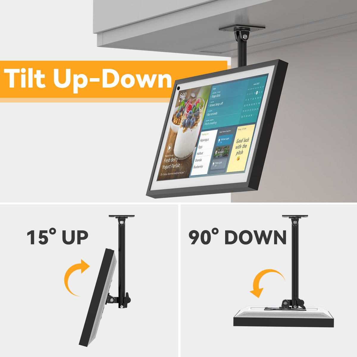 Laivli lifestyle image of mount in kitchen keeping Echo Show 15 safe from spills