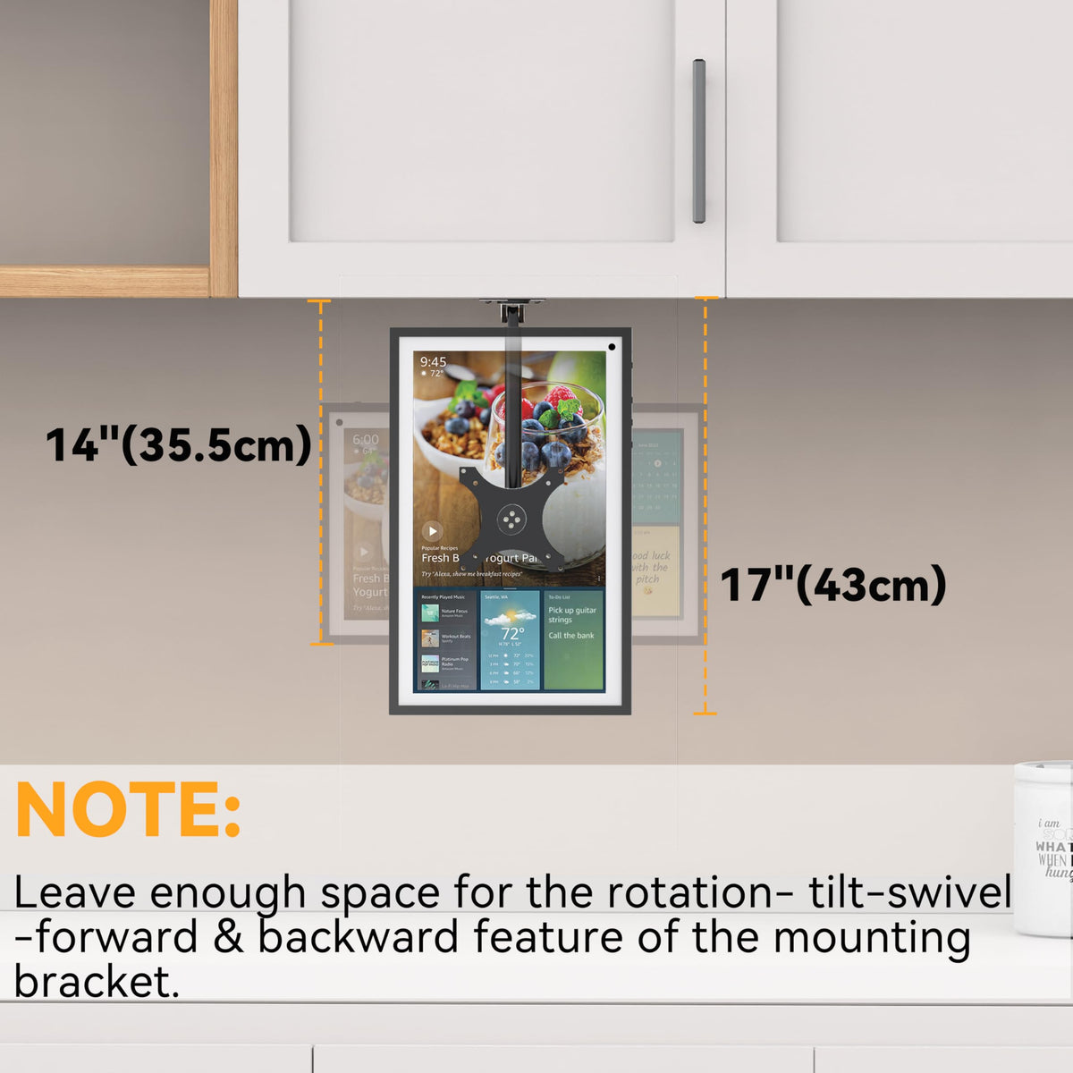 Laivli scale shot showing mounted Echo Show 15 saving counter space