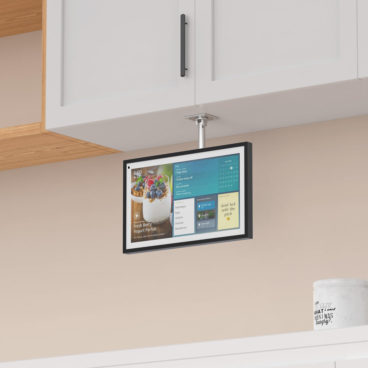 Laivli mount side profile showing adjustable pole, precise height control