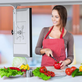 Laivli mount scale next to countertop items, shows compact footprint