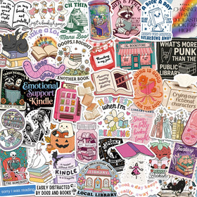 LakoArt 300-piece glossy book stickers on a laptop for vibrant personal style.