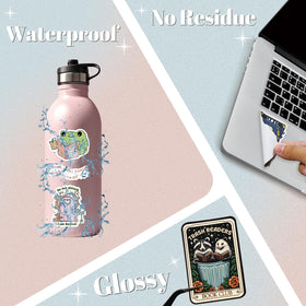 LakoArt waterproof stickers on a water bottle for color longevity.