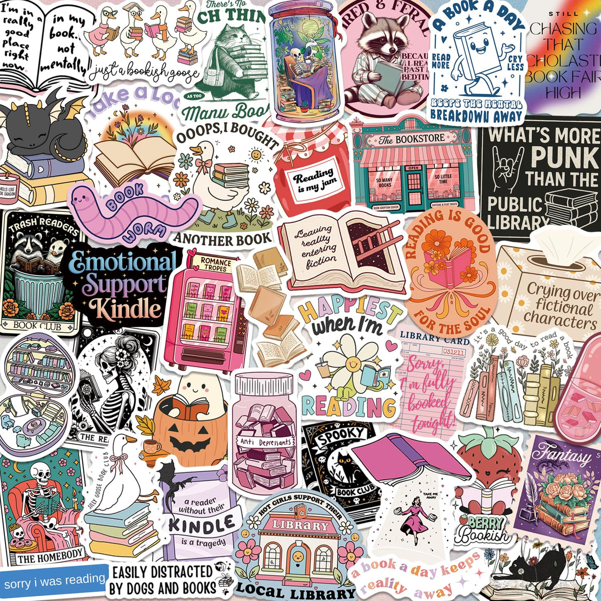 LakoArt 300pcs book stickers holographic pack shines on laptops and Kindles for personalization
