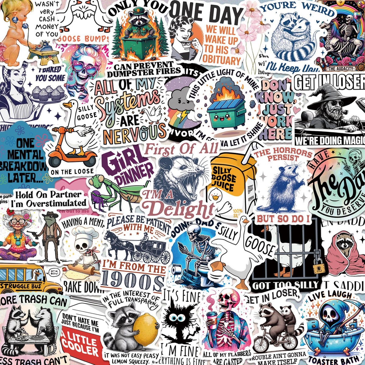 LakoArt funny holographic stickers for laptops and bottles with bold shimmering visuals