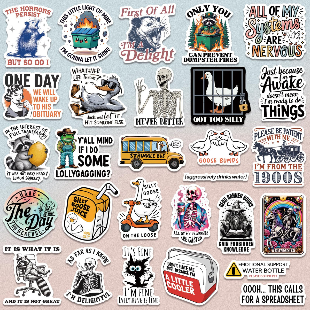 LakoArt sarcastic memes stickers bring playful humor to journals and skateboards