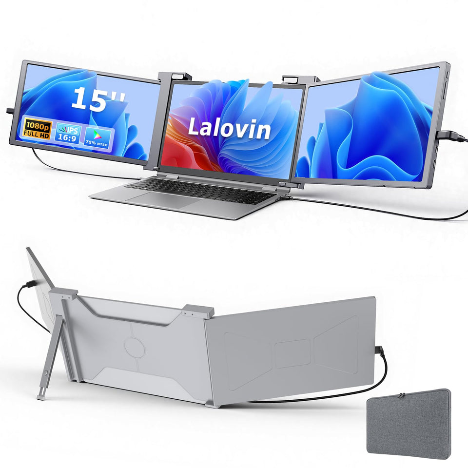 Lalovin triple-screen laptop extender delivers expanded workspace on the go