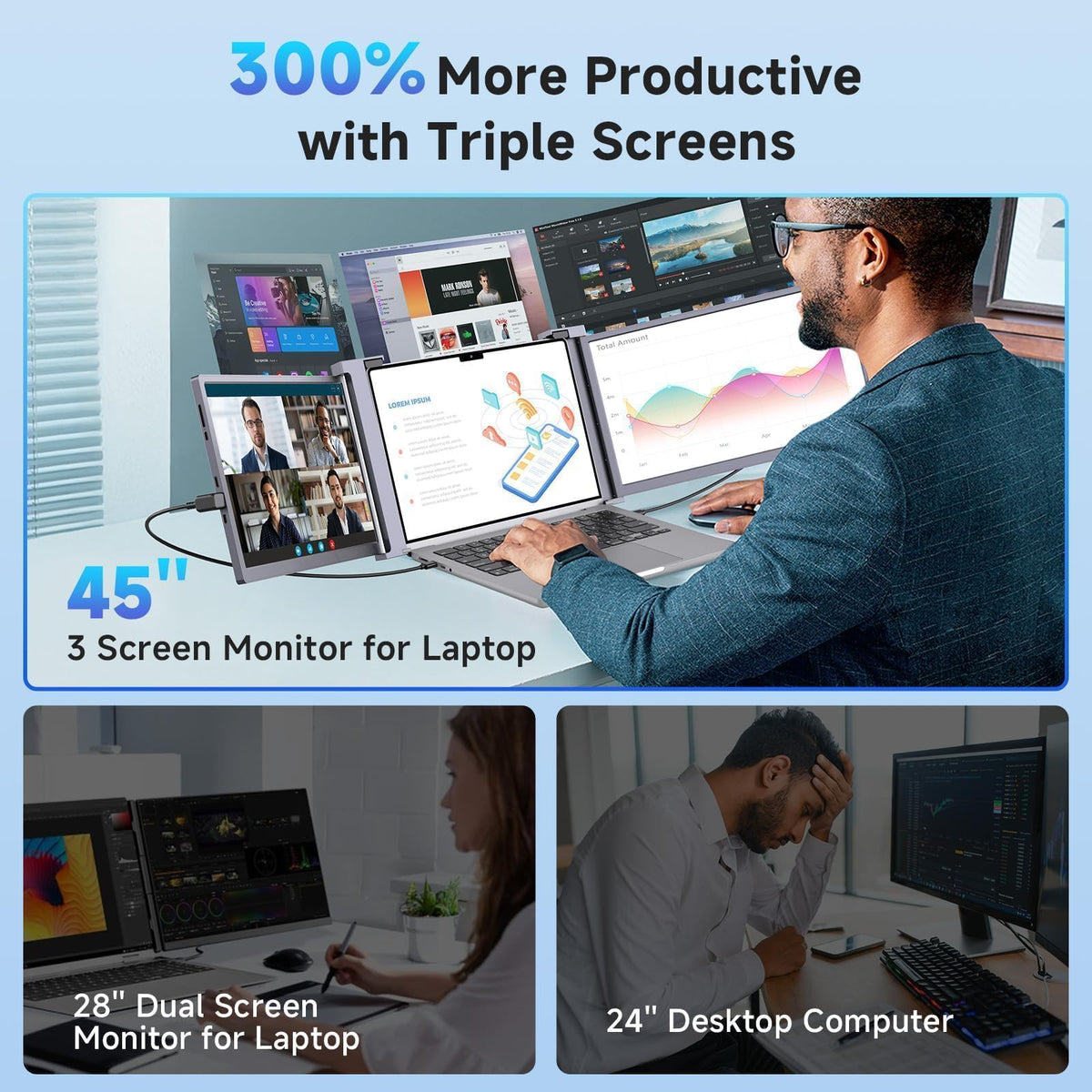 Lalovin 235-degree rotation enables flexible, comfortable viewing angles