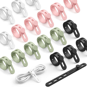 Lamicall 20-pack silicone cable ties neatly bundle cables on the go.