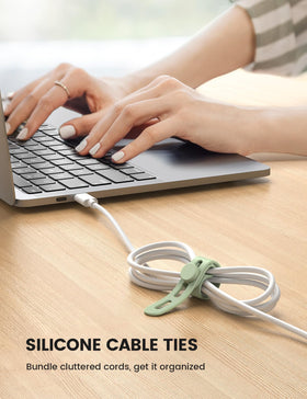 Lamicall cord organizer with locking buckle secures bundled cords.