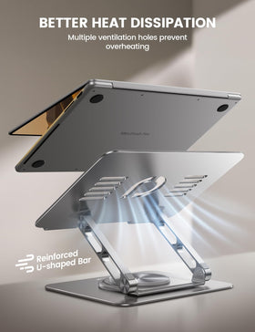 Lamicall next to 13-inch MacBook demonstrating size compatibility and stable support