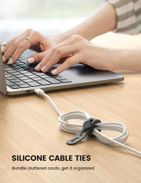Lamicall silicone cable ties with secure lock buckle bundling cords securely