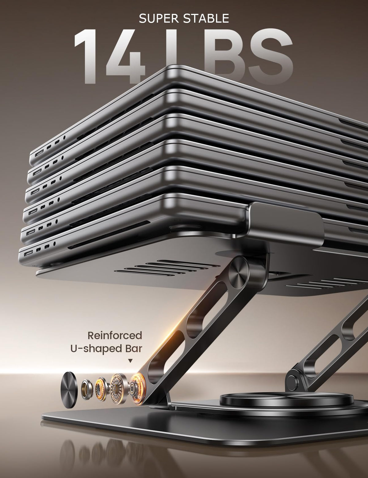 Lamicall aluminum surface texture emphasizing durable construction and stable support