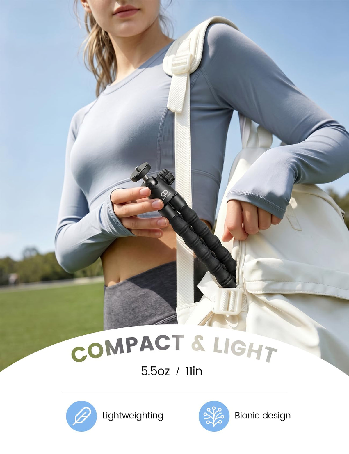 Lamicall built-in cold shoe mount for microphone or light attachment