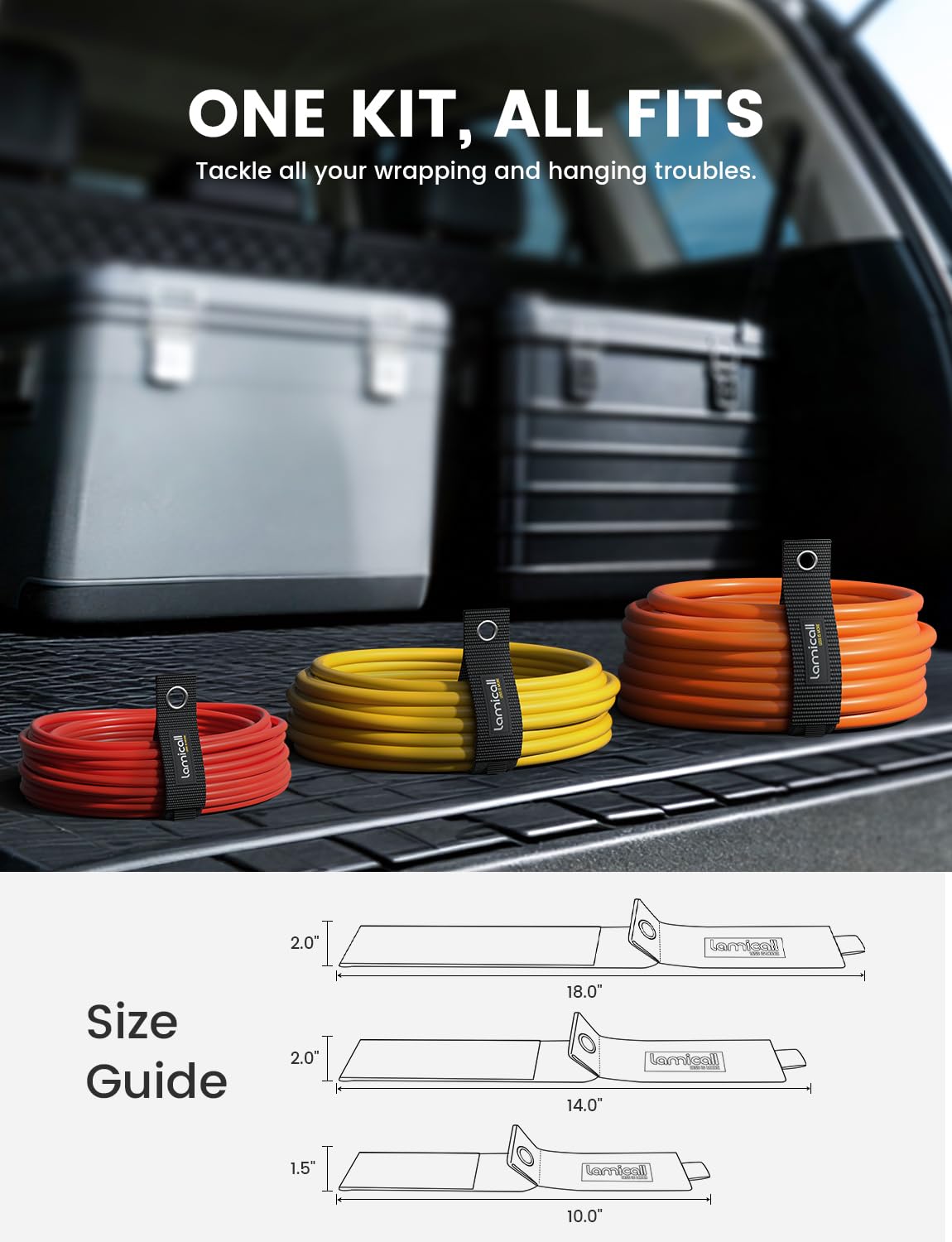 Lamicall strap wrapped around thick extension cord for secure bundle