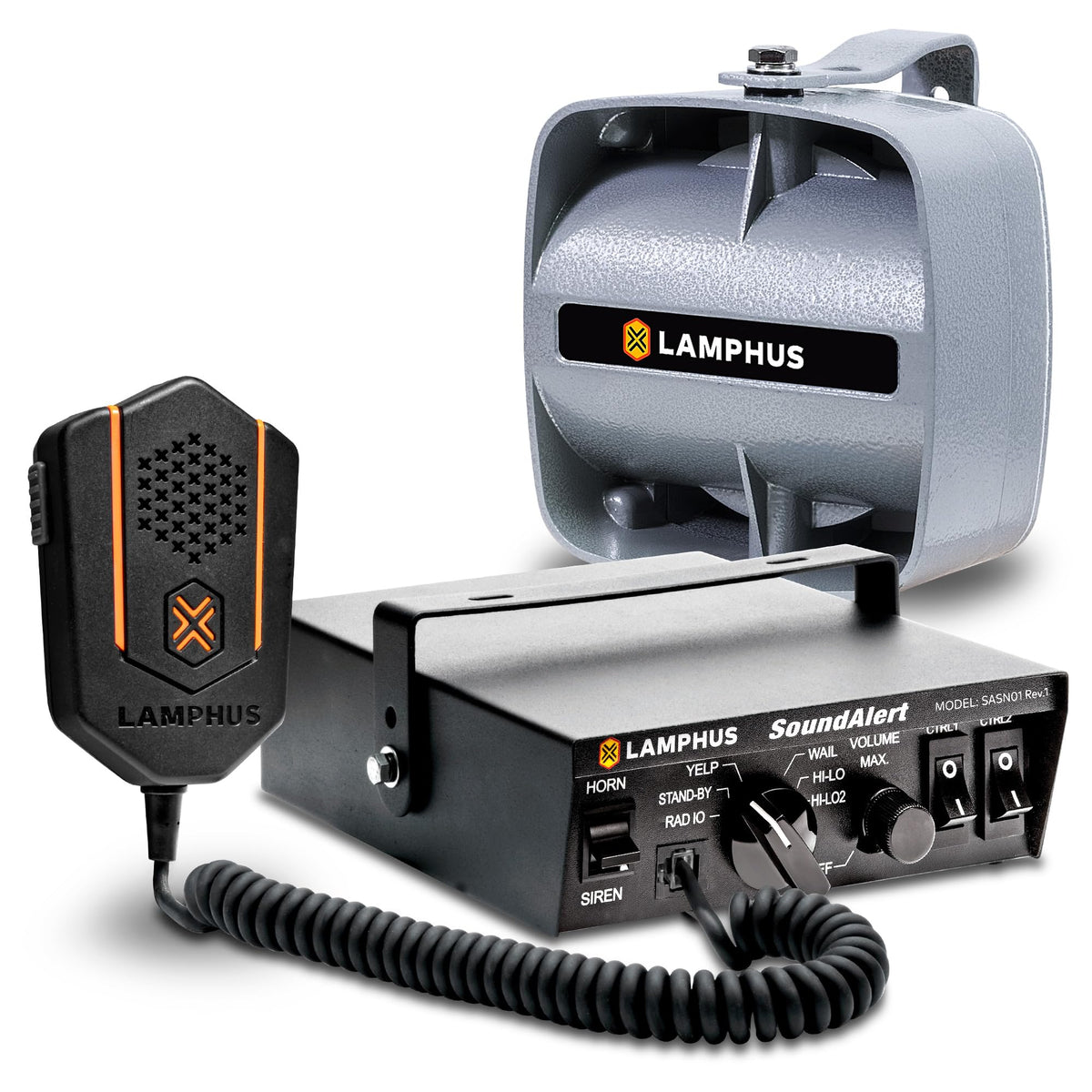 LAMPHUS SoundAlert compact siren front view for clear street warnings