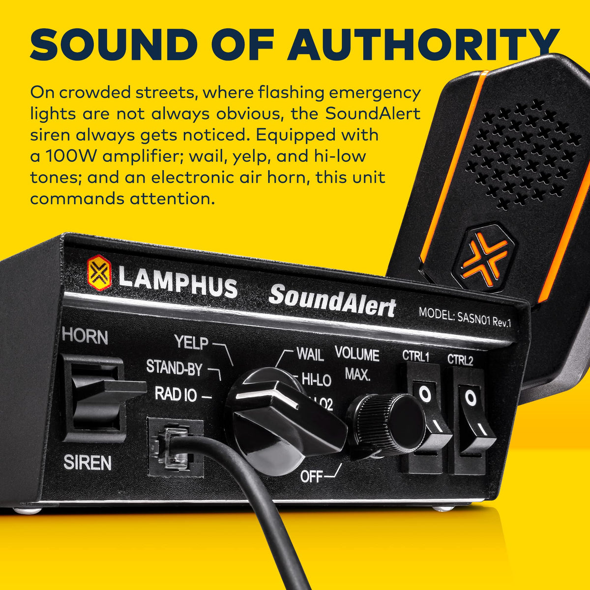 LAMPHUS SoundAlert control panel with two aux switches supports versatile alert setups