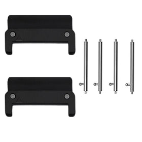 Lamshaw adapter front view showing sleek black finish and secure fit benefit