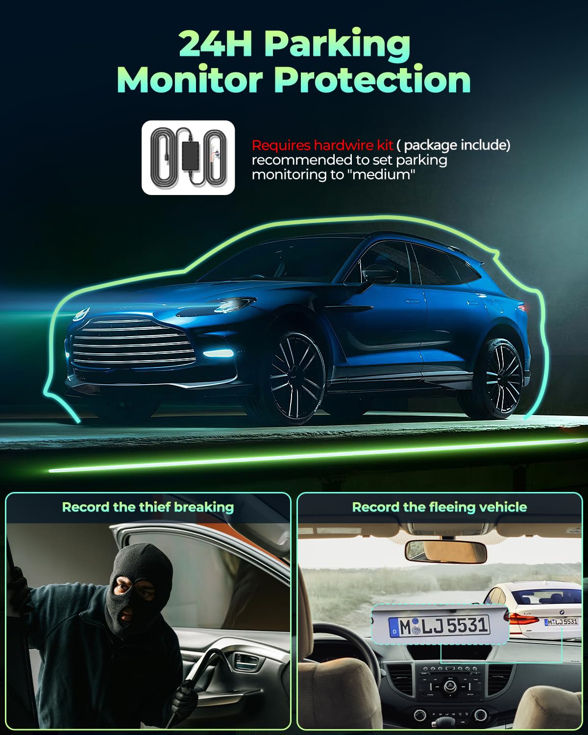 LAMTTO includes 128GB card for immediate 24/7 recording