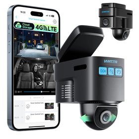 LAMTTO 4G LTE dash cam front and inside view for complete vehicle surveillance