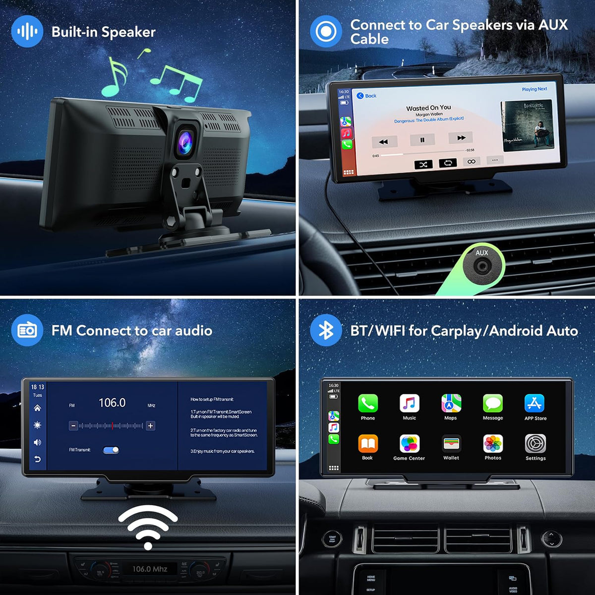 LAMTTO Bluetooth audio link streams music to car speakers clearly.