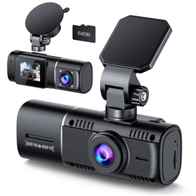 LAMTTO dual dash cam front view captures clear 1080p road footage for safety