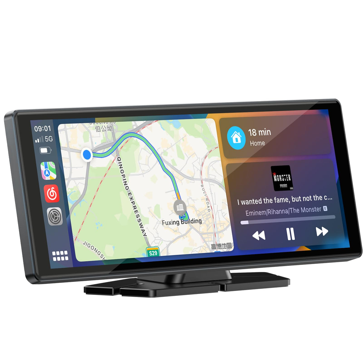 LAMTTO front display on dashboard showing apps and easy control
