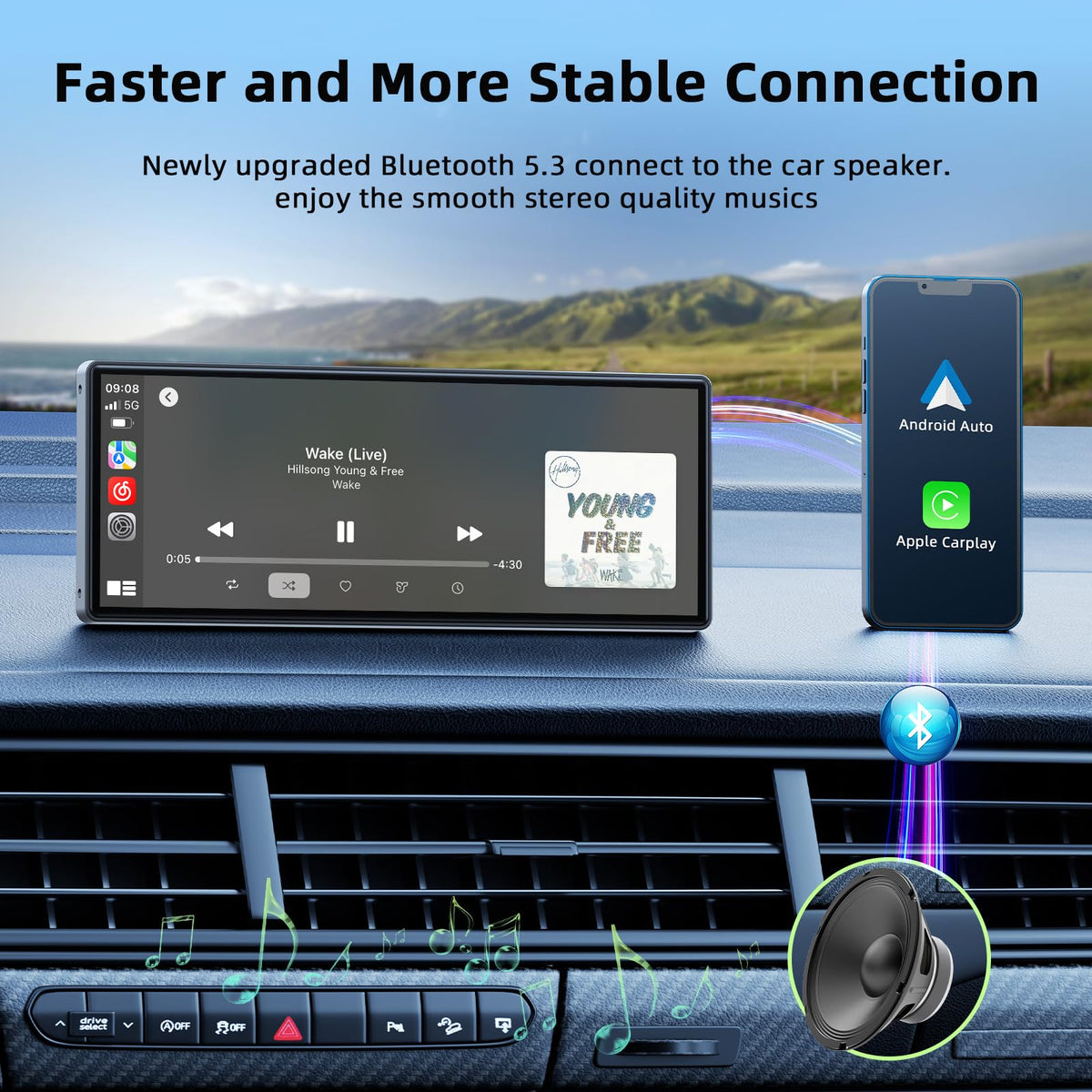 LAMTTO screen in car displaying GPS navigation for safer routing