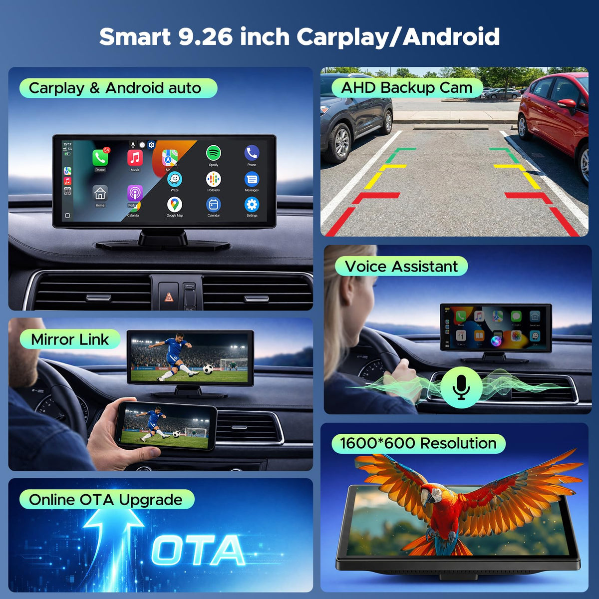 LAMTTO wireless CarPlay screen enables hands-free calls and streaming
