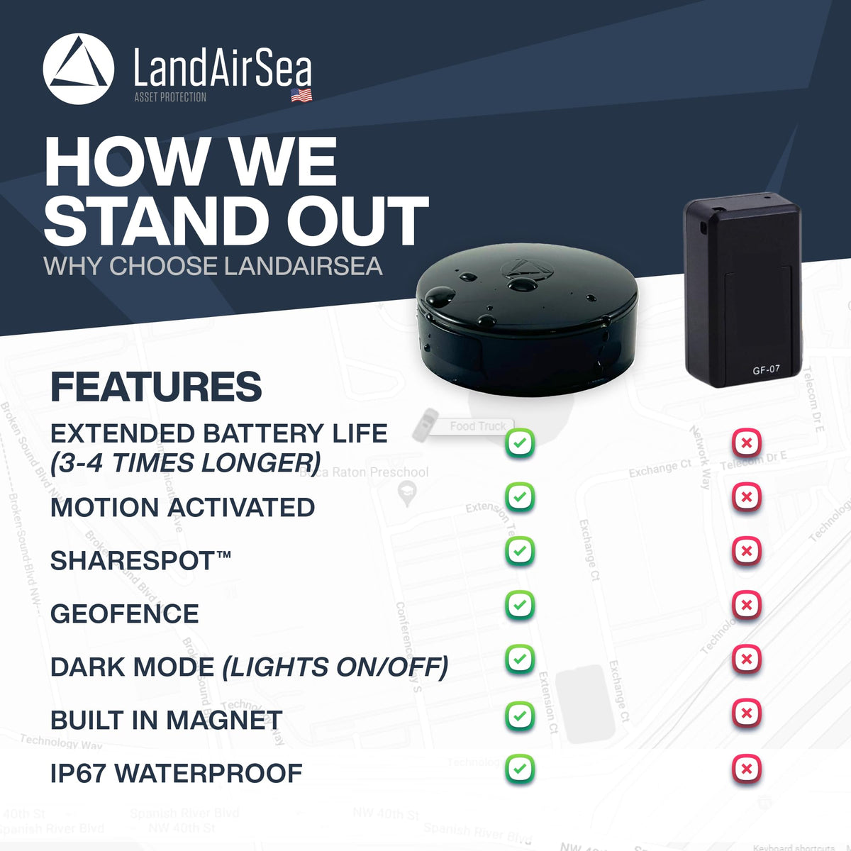 LandAirSea Overdrive mounted on a trailer frame, reliable asset tracking benefit