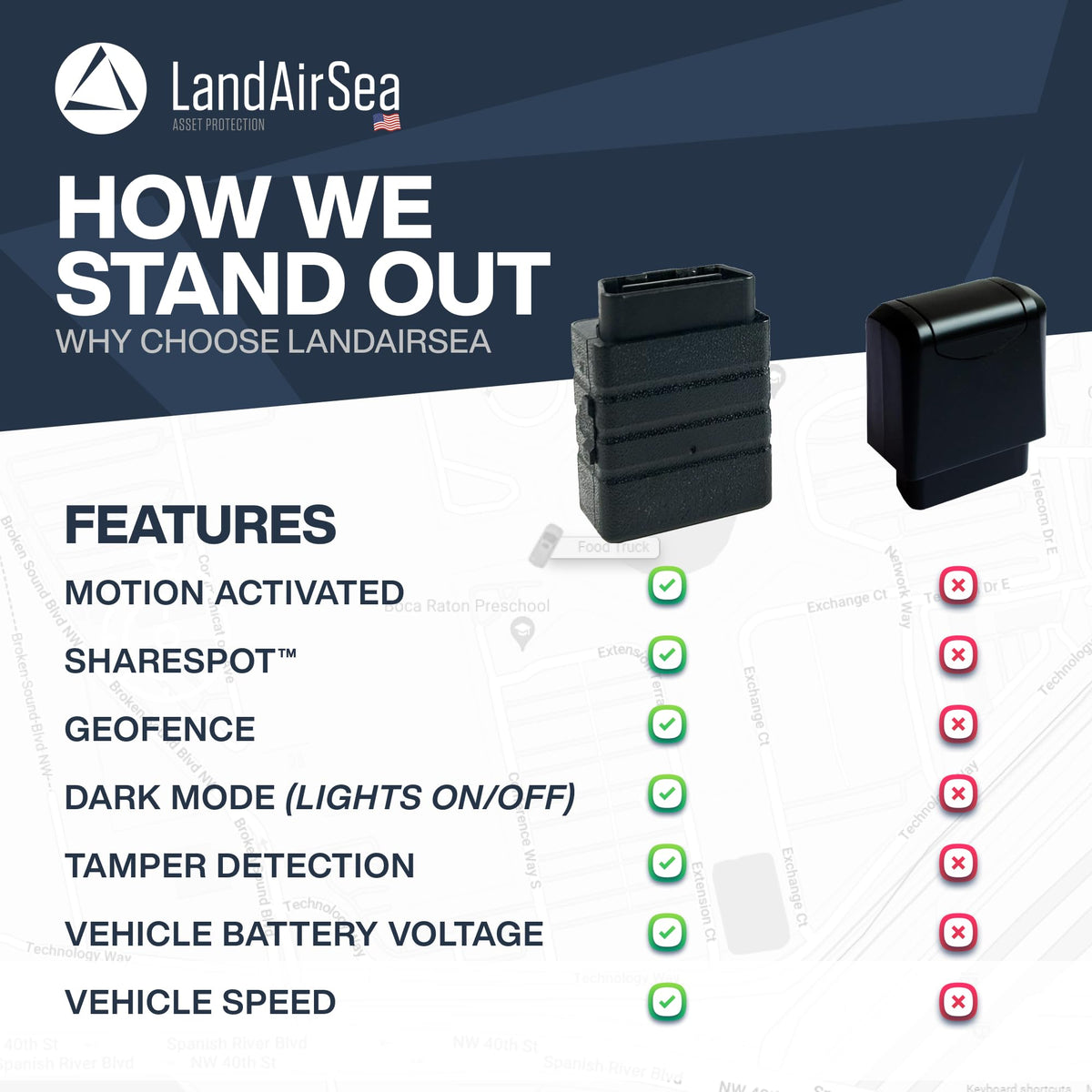 LandAirSea Sync geofence alerts help you monitor boundary events.