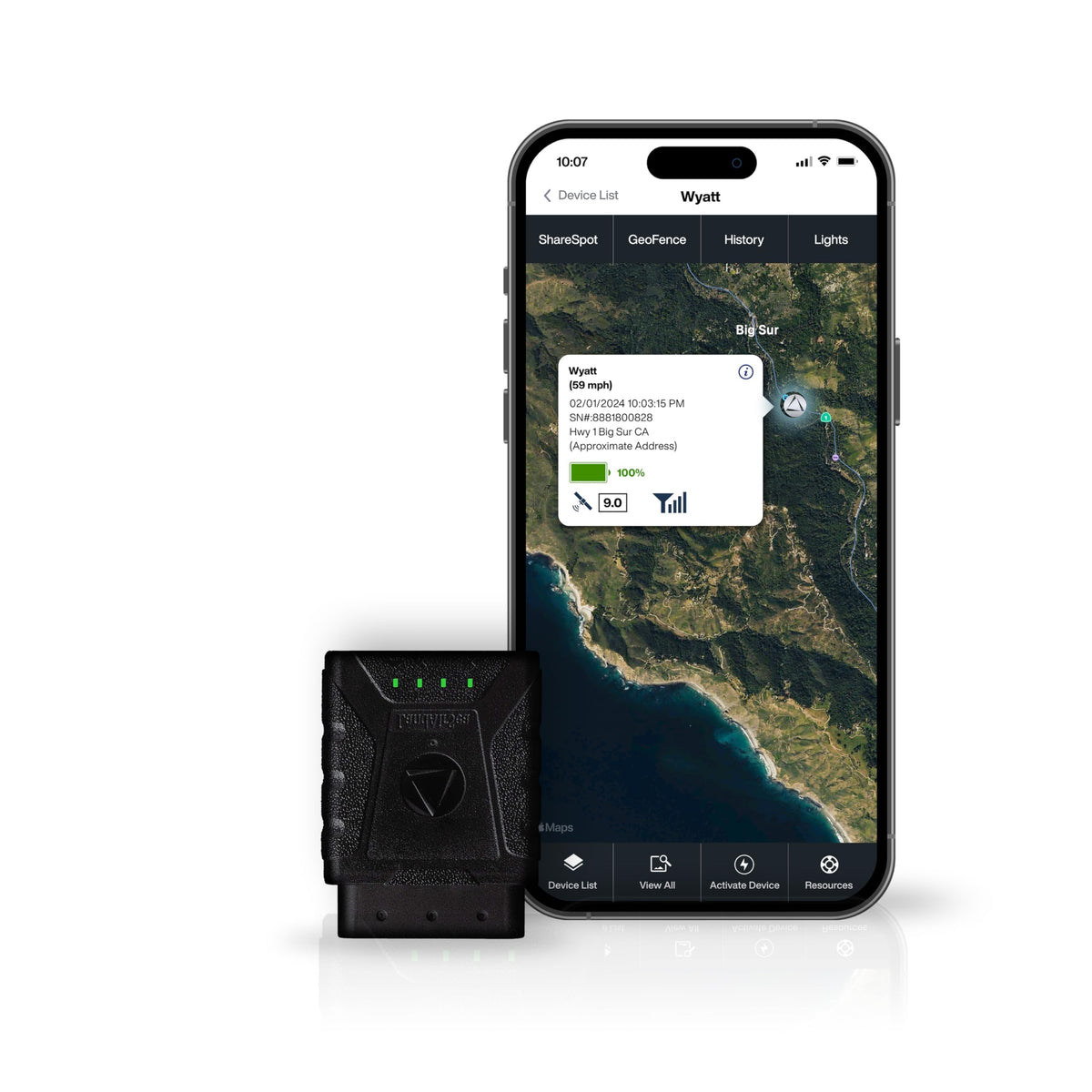 LandAirSea Sync OBD-II port discreet vehicle tracking.