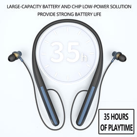 LANDIBO magnetic earbuds snapped together for tidy storage and tangle-free portability