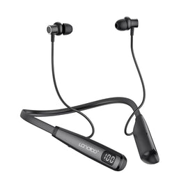 LANDIBO Y10 earphones front view, compact wireless design ideal for workouts.