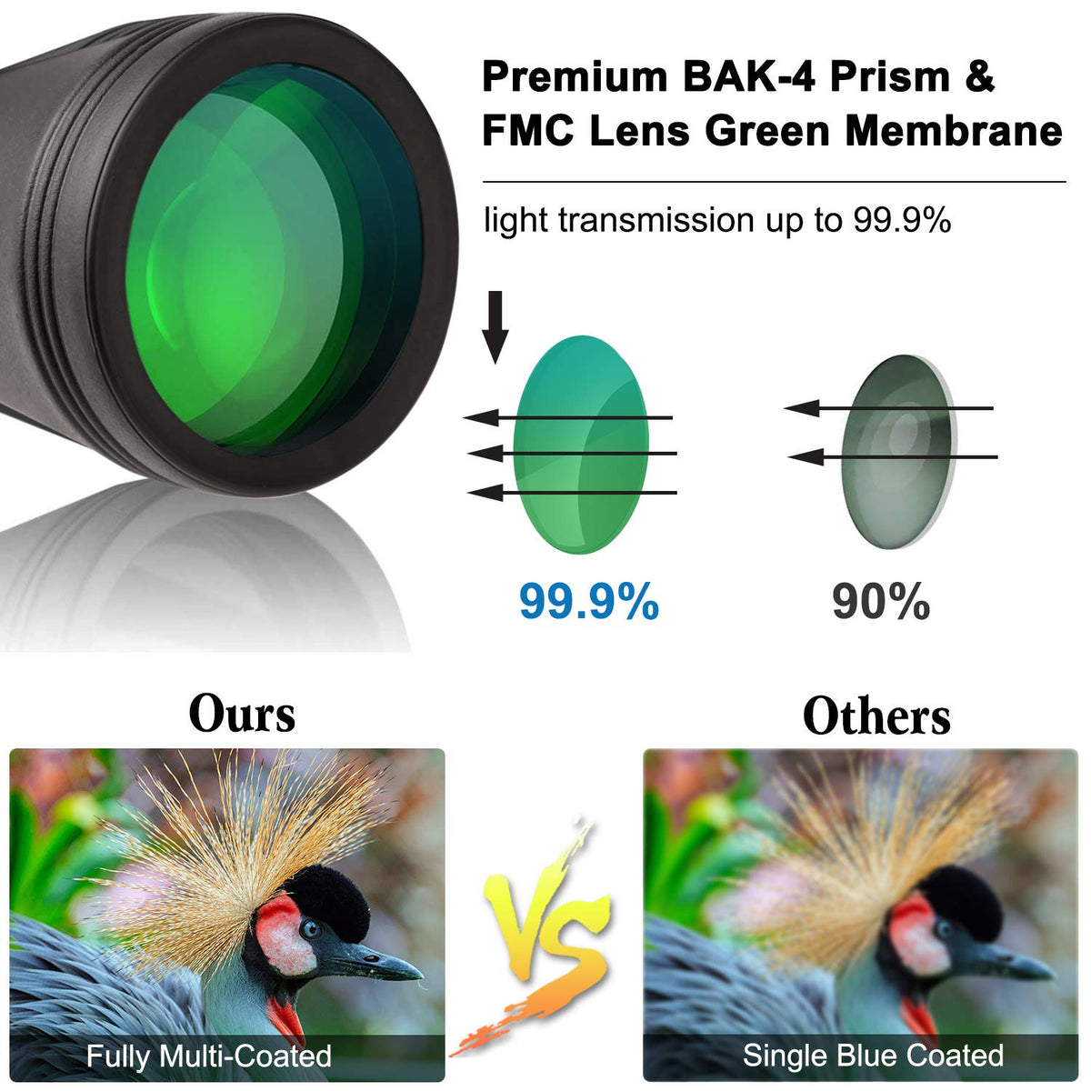 LANDVIEW detailed shot of eyepiece and BAK4 prism for sharper contrast