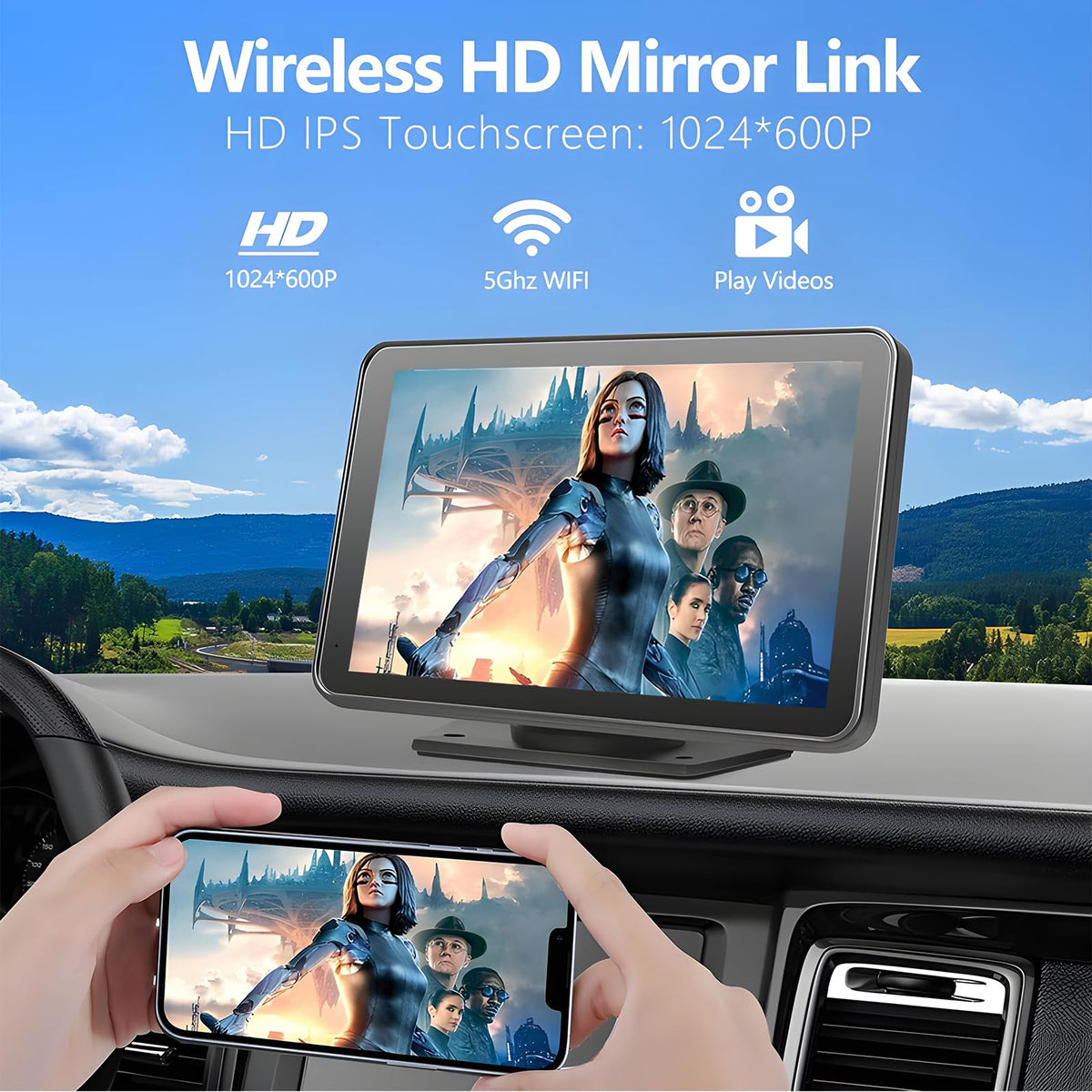 LANGDA mounted on car dash offering quick installation benefit