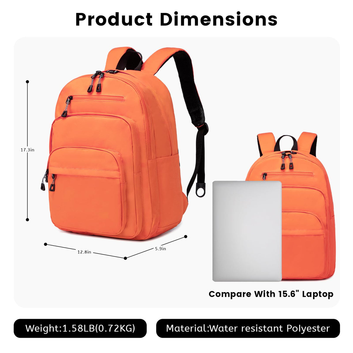 Lanola orange backpack side pocket for water bottle or umbrella