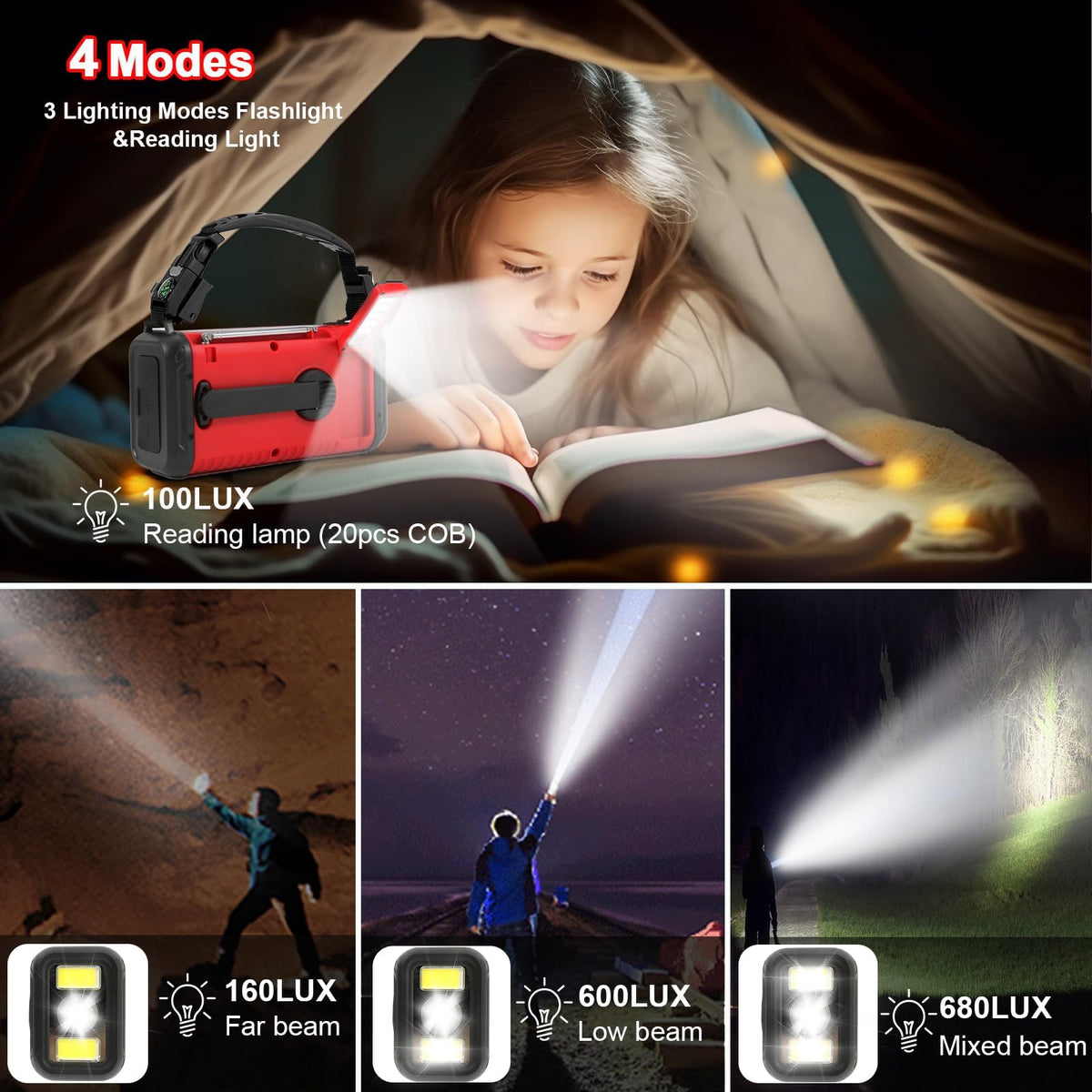 Lanshanchu four-mode flashlight and reading lamp for power outages.