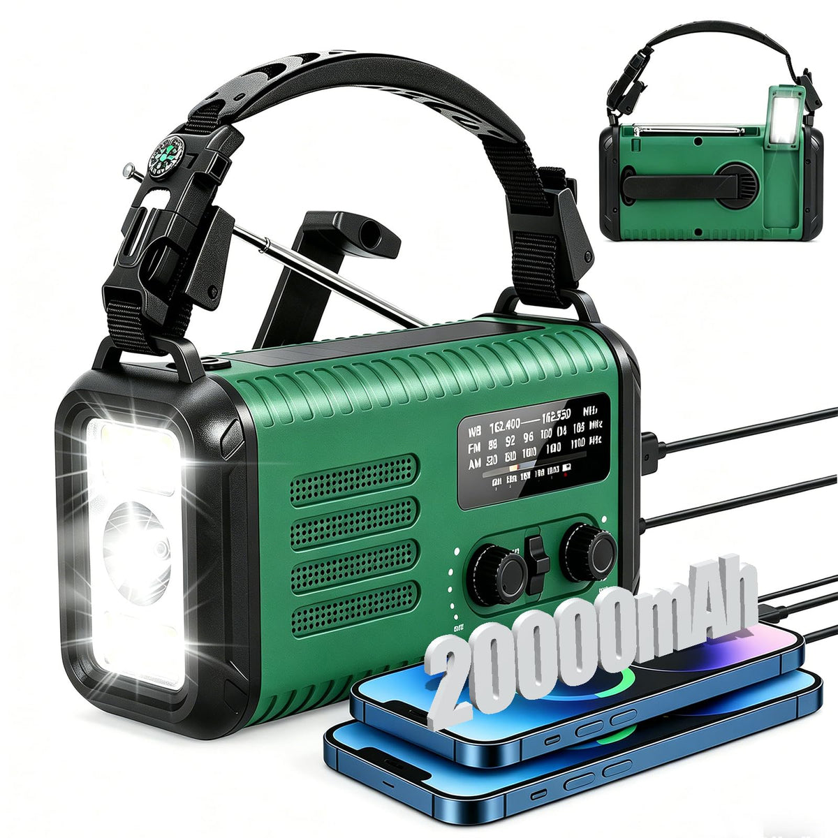 Lanshanchu Condor-1 emergency radio front view with NOAA access and reliable power