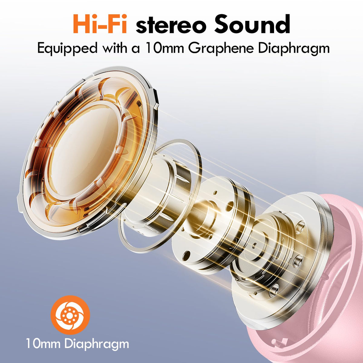 Lanteso 10mm driver delivers deep bass and crisp highs.