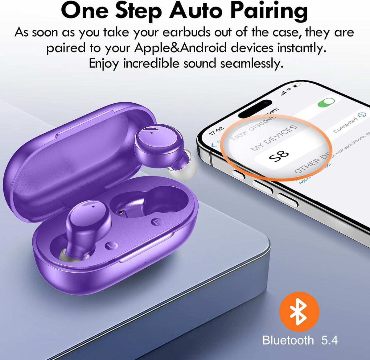 Lanteso earbuds Bluetooth 5.4 enabling fast, stable wireless pairing.