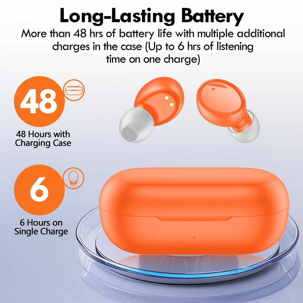 Lanteso orange charging case open shows portable, easy access.