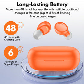 Lanteso orange charging case open shows portable, easy access.