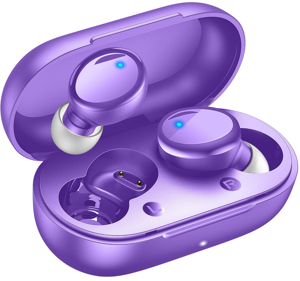 Lanteso true wireless earbuds charging case for quick power on the go.