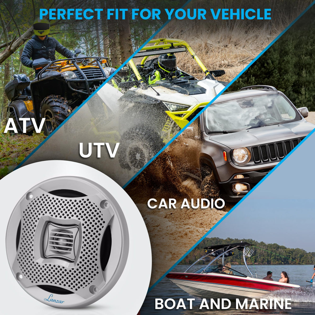 Pyle Lanzar speakers mounted on a boat transom enhancing outdoor entertainment experience