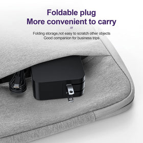 LAP POW USB-C 65W charger in a compact, bag-friendly design.