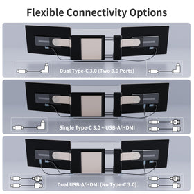 Laptomo S6 dual-screen setup offers extended or mirrored views.