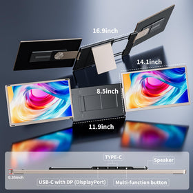 Laptomo S6 rotates for flexible horizontal and vertical viewing angles.