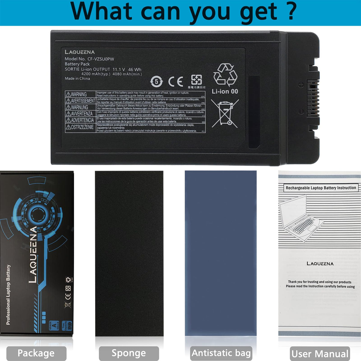 LAQUEENA battery pack inside box ready for replacement in Toughbook 54.